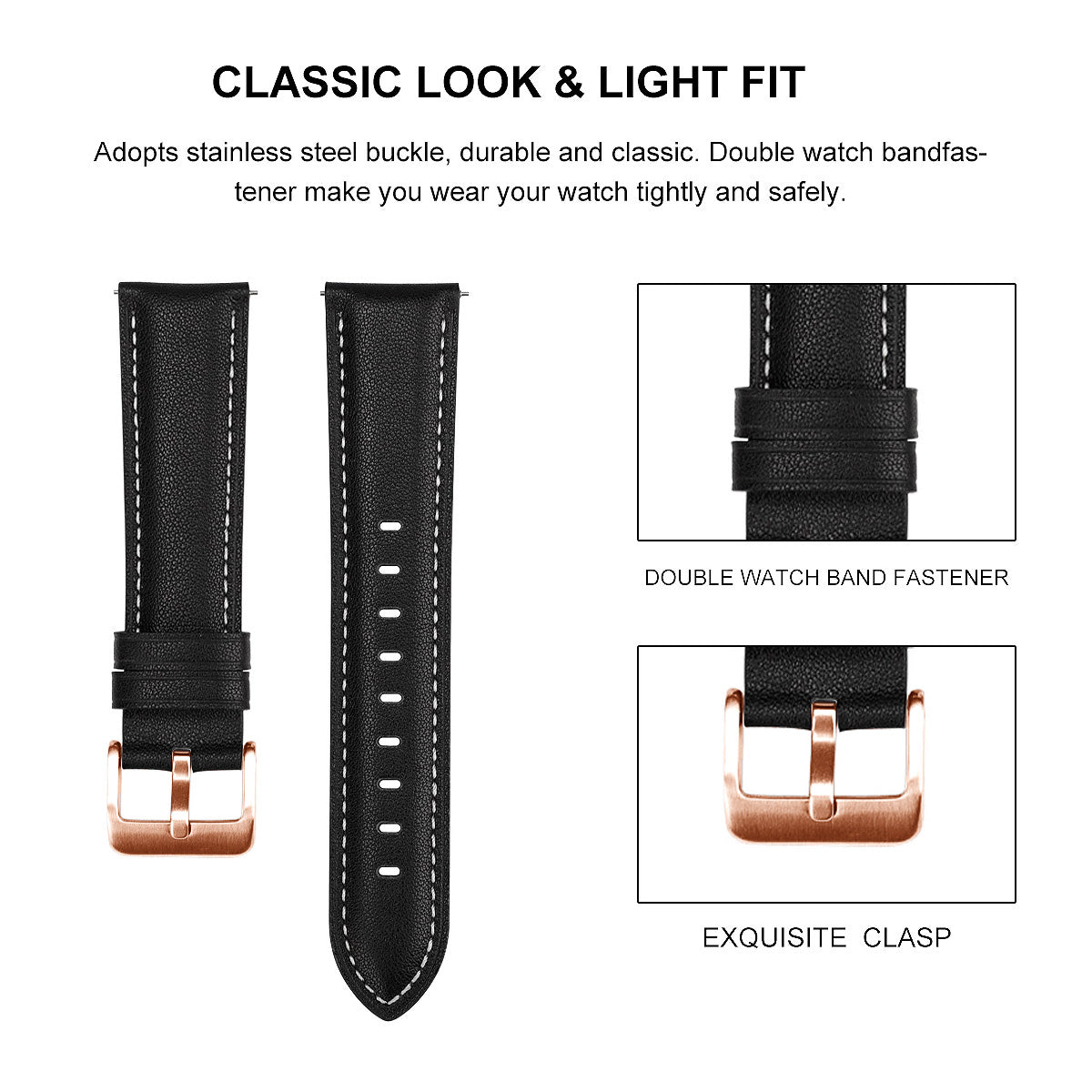 Watch Band for Garmin Venu Sq Sq 2 2 Plus 20mm Genuine Cow Leather Strap with Rose Gold Buckle Watch Band for Garmin Venu Sq Sq 2 2 Plus 20mm Genuine Cow Leather Strap with Rose Gold Buckle